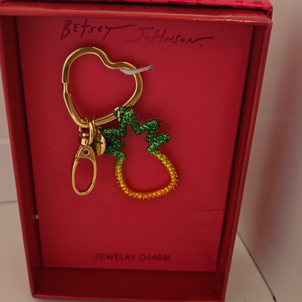 Betsey Johnson Green and Yellow Pineapple Charm Nwt